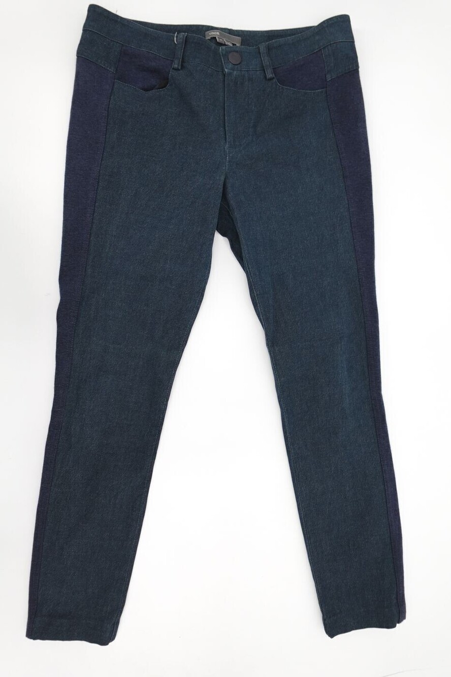 Vince Jeans Womens 4 Blue Dark Wash Skinny Stretch Two-Tone Colorblock Denim